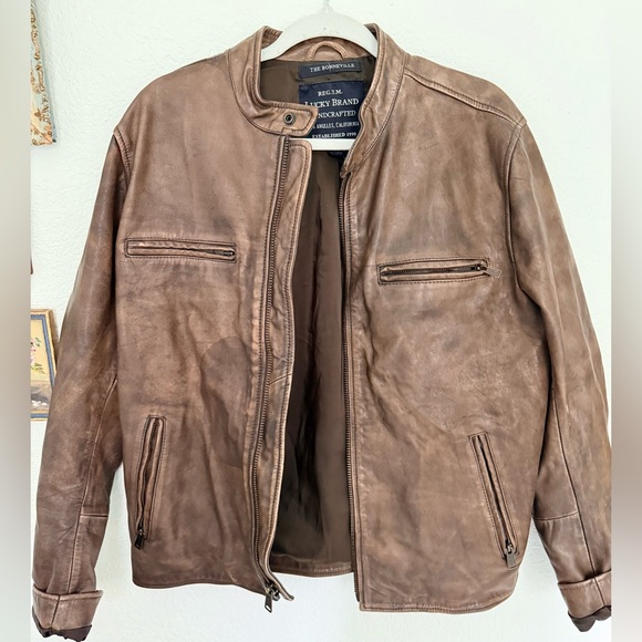 Lucky Brand Other - -sold- Lucky Brand Washed Leather Bonneville Jacket Moto Biker Distressed Size M